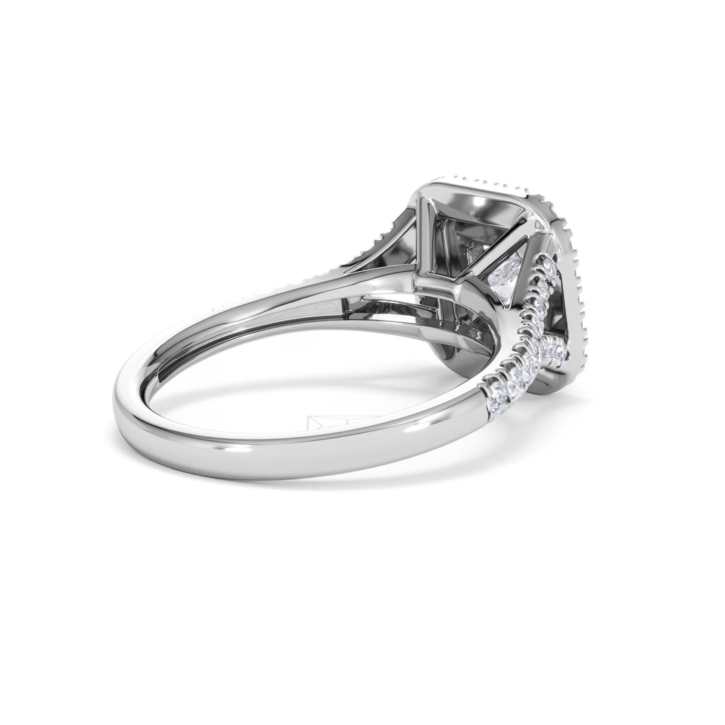 Cleopatra Diamond Halo Engagement Ring 18K White Gold 1.20ct G/SI2