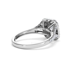 Cleopatra Diamond Halo Engagement Ring 18K White Gold 1.20ct G/SI2