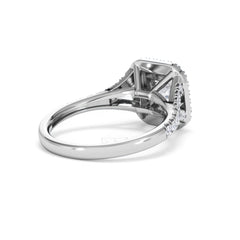Cleopatra Lab Diamond Halo Engagement Ring 18K White Gold 1.20ct F/VS1