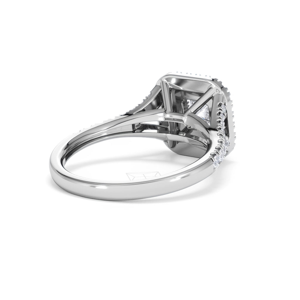 Cleopatra Diamond Halo Engagement Ring 18K White Gold 1.20ct G/SI2