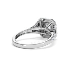 Cleopatra Diamond Halo Engagement Ring 18K White Gold 1.20ct G/SI2