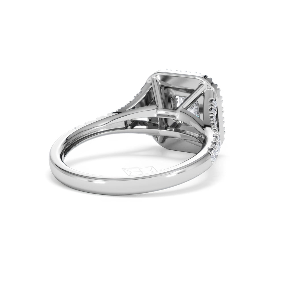 Cleopatra Diamond Halo Engagement Ring 18K White Gold 1.20ct G/SI2