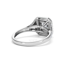 Cleopatra Diamond Halo Engagement Ring 18K White Gold 1.20ct G/SI2