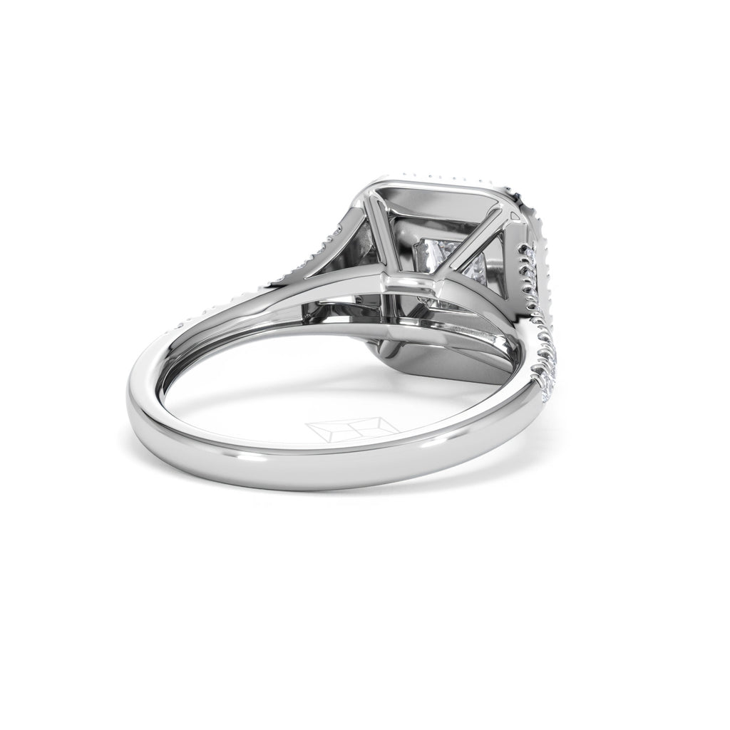 Cleopatra Diamond Halo Engagement Ring 18K White Gold 1.20ct G/SI2