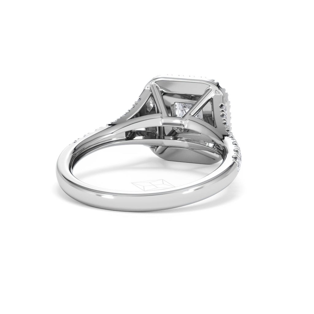 Cleopatra Diamond Halo Engagement Ring 18K White Gold 1.20ct G/SI2