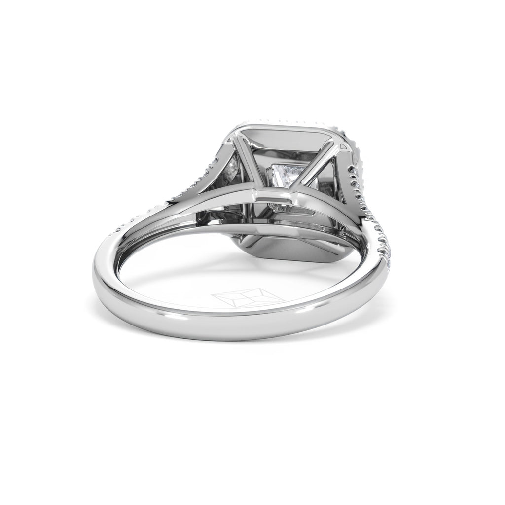 Cleopatra Lab Diamond Halo Engagement Ring in Platinum 1.20ct F/VS1