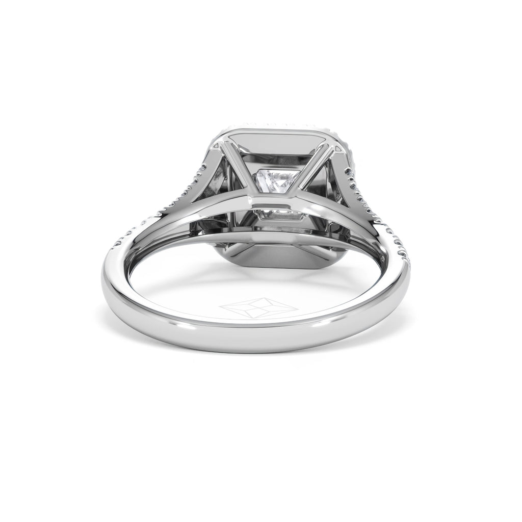 Cleopatra Lab Diamond Halo Engagement Ring 18K White Gold 1.20ct F/VS1