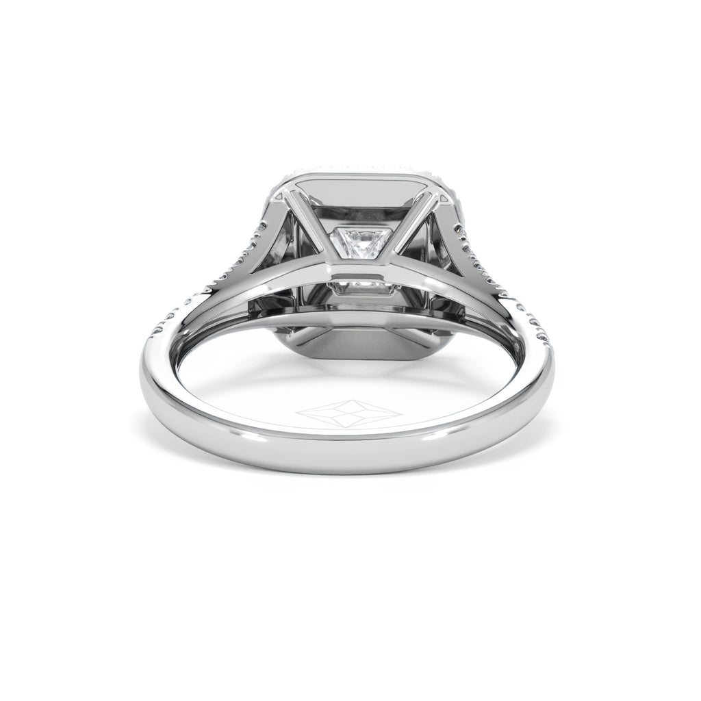Cleopatra Diamond Halo Engagement Ring 18K White Gold 1.20ct G/SI2