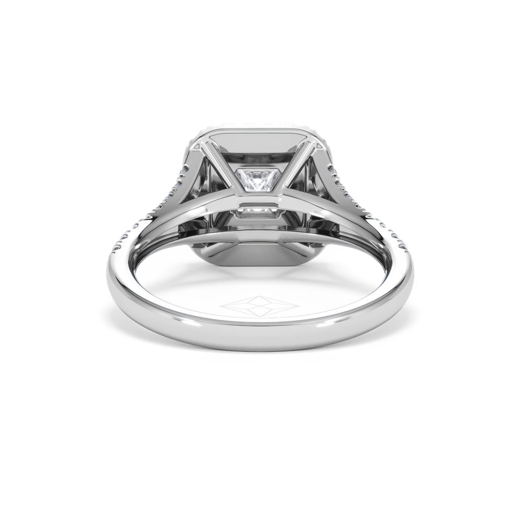Cleopatra Diamond Halo Engagement Ring 18K White Gold 1.20ct G/SI2