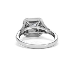 Cleopatra Diamond Halo Engagement Ring 18K White Gold 1.20ct G/SI2
