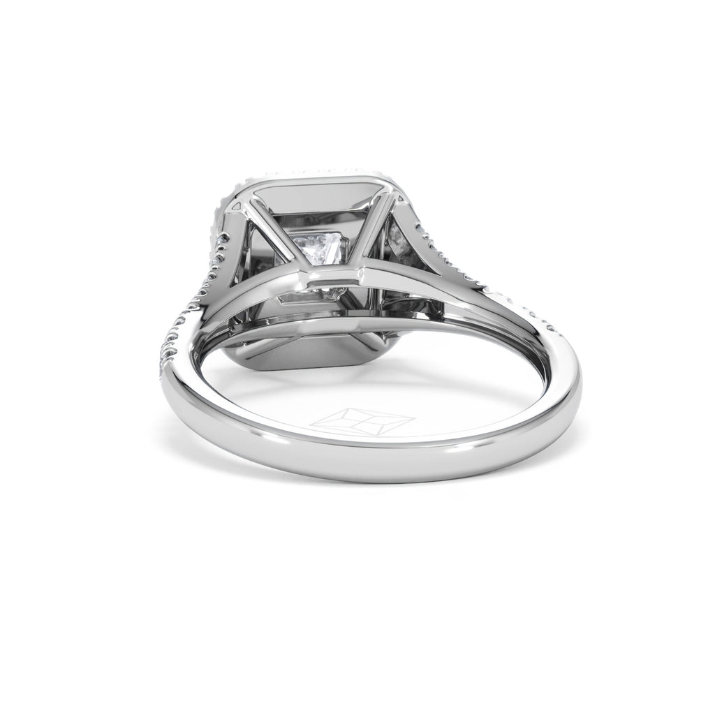 Cleopatra Diamond Halo Engagement Ring 18K White Gold 1.20ct G/SI2