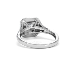 Cleopatra Diamond Halo Engagement Ring 18K White Gold 1.20ct G/SI2