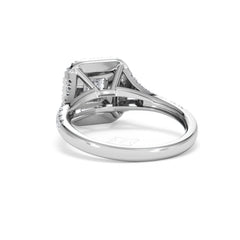 Cleopatra Diamond Halo Engagement Ring 18K White Gold 1.20ct G/SI2