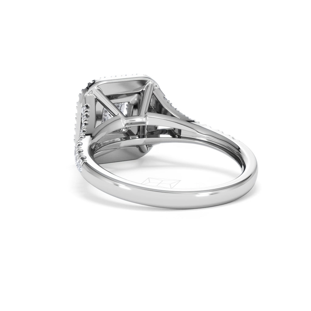 Cleopatra Diamond Halo Engagement Ring 18K White Gold 1.20ct G/SI2