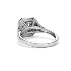 Cleopatra Diamond Halo Engagement Ring 18K White Gold 1.20ct G/SI2