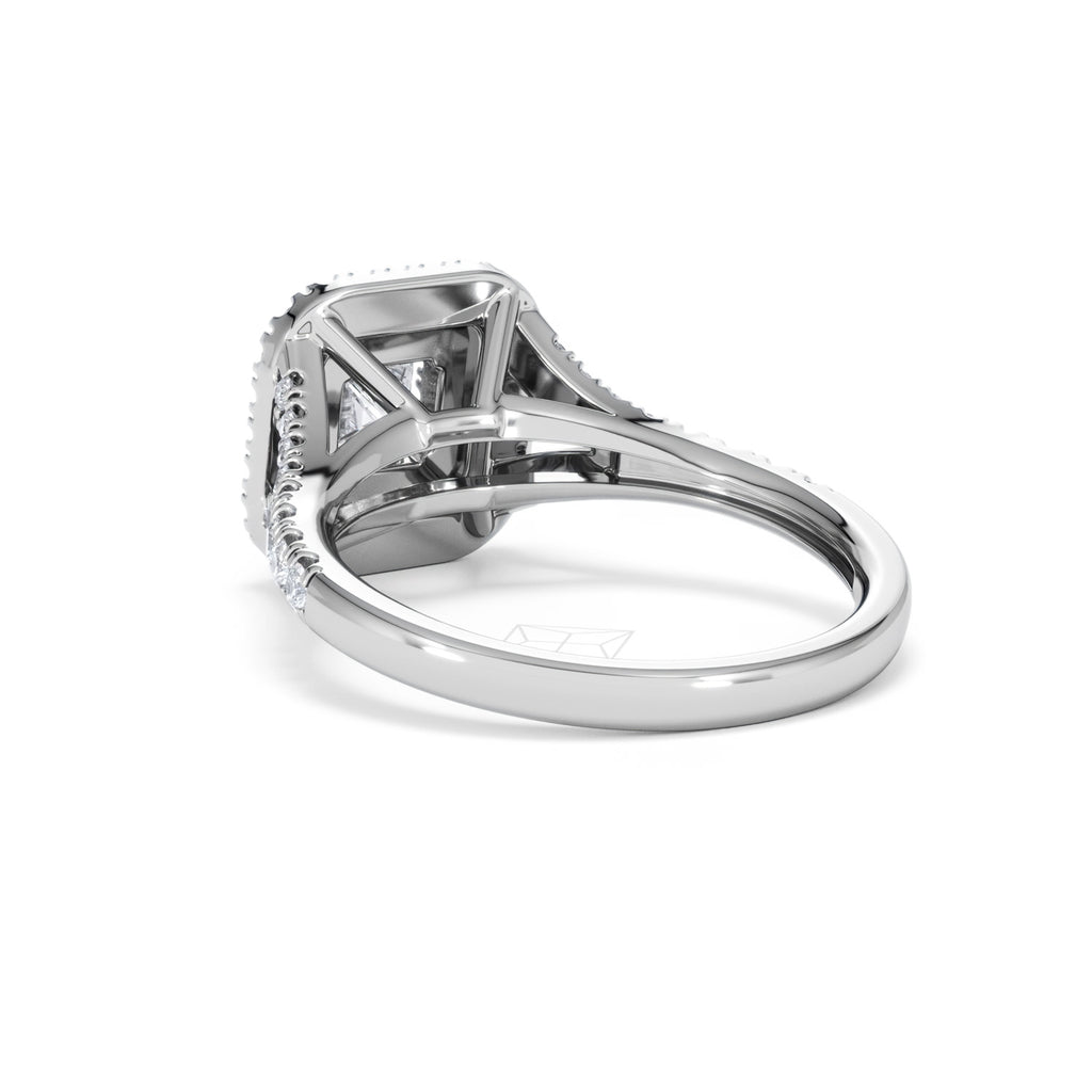 Cleopatra Diamond Halo Engagement Ring 18K White Gold 1.20ct G/SI2