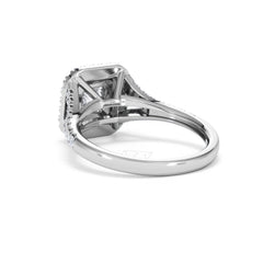 Cleopatra Diamond Halo Engagement Ring 18K White Gold 1.20ct G/SI2