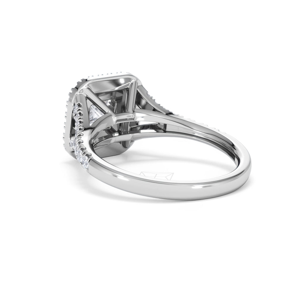 Cleopatra Diamond Halo Engagement Ring 18K White Gold 1.20ct G/SI2