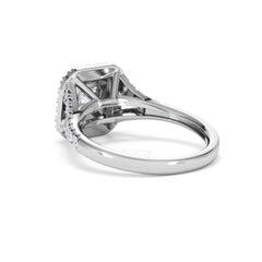 Cleopatra Diamond Halo Engagement Ring 18K White Gold 1.20ct G/SI2