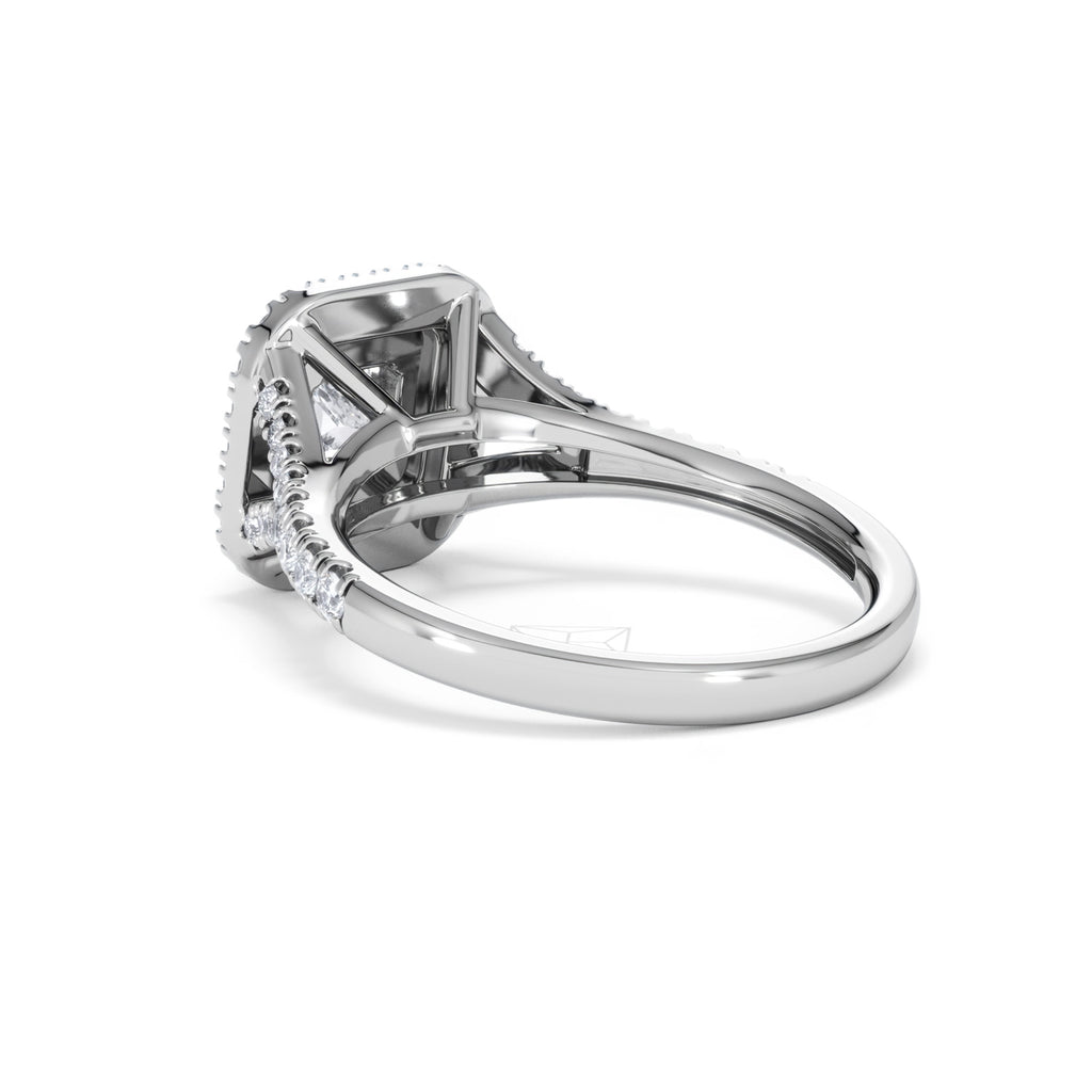 Cleopatra Lab Diamond Halo Engagement Ring in Platinum 1.20ct F/VS1