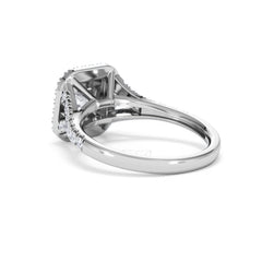 Cleopatra Diamond Halo Engagement Ring 18K White Gold 1.20ct G/SI2