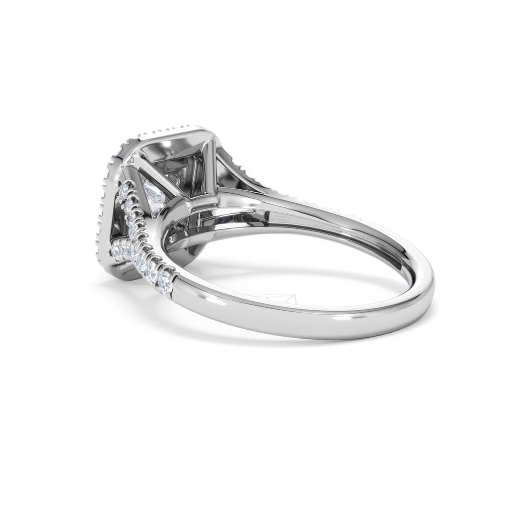 Cleopatra Diamond Halo Engagement Ring 18K White Gold 1.20ct G/SI2