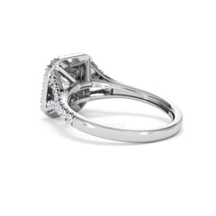 Cleopatra Diamond Halo Engagement Ring 18K White Gold 1.20ct G/SI2