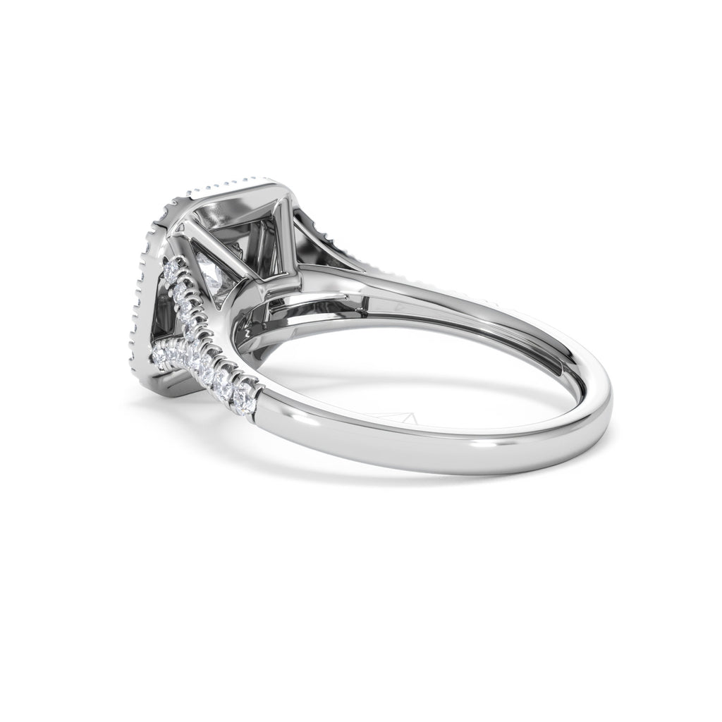 Cleopatra Diamond Halo Engagement Ring 18K White Gold 1.20ct G/SI2