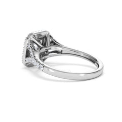 Cleopatra Diamond Halo Engagement Ring 18K White Gold 1.20ct G/SI2