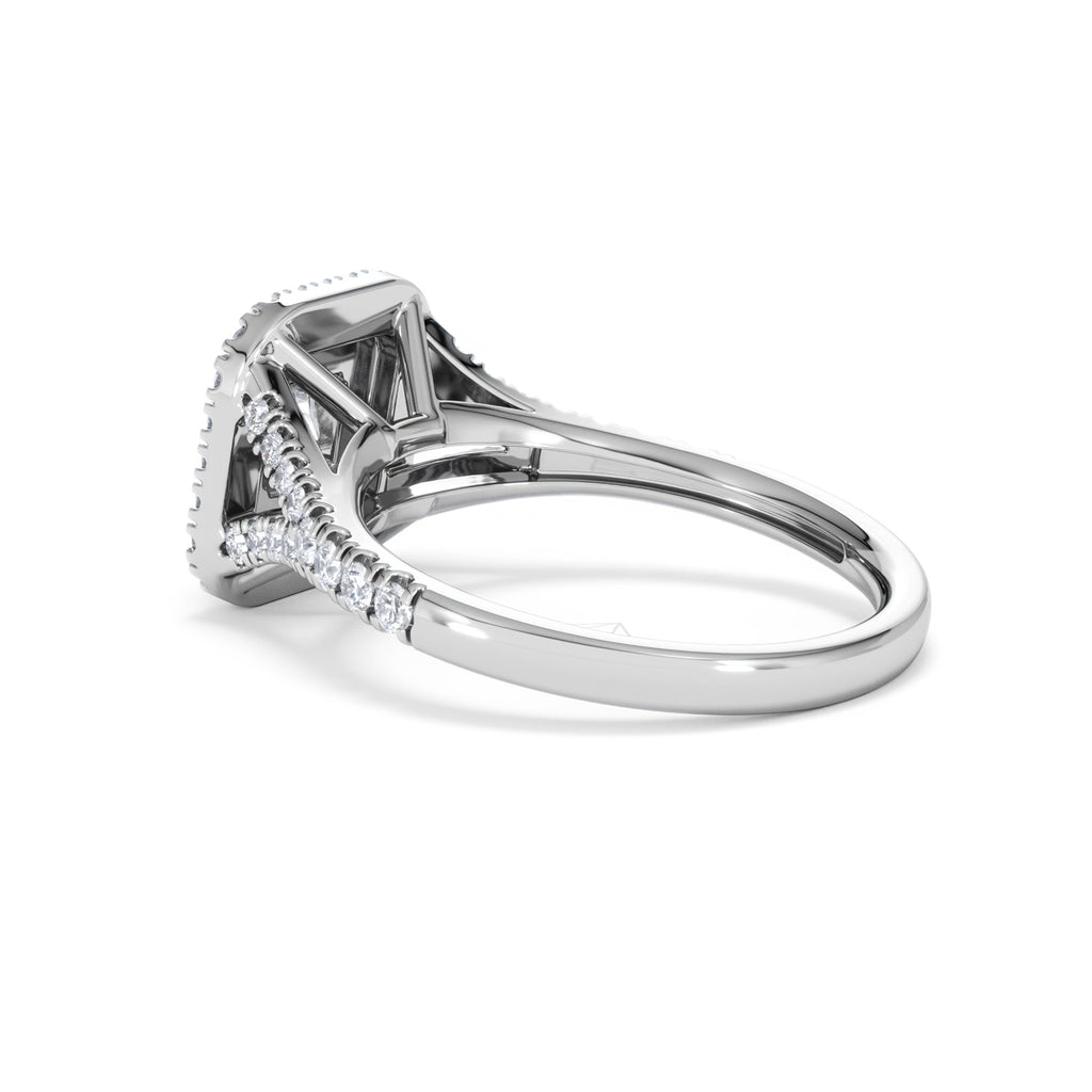 Cleopatra Lab Diamond Halo Engagement Ring 18K White Gold 1.20ct F/VS1