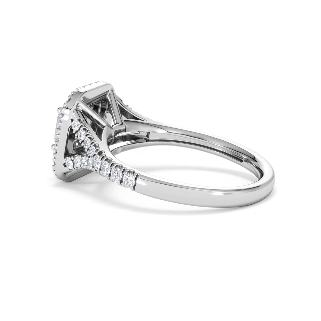 Cleopatra Lab Diamond Halo Engagement Ring 18K White Gold 1.20ct F/VS1