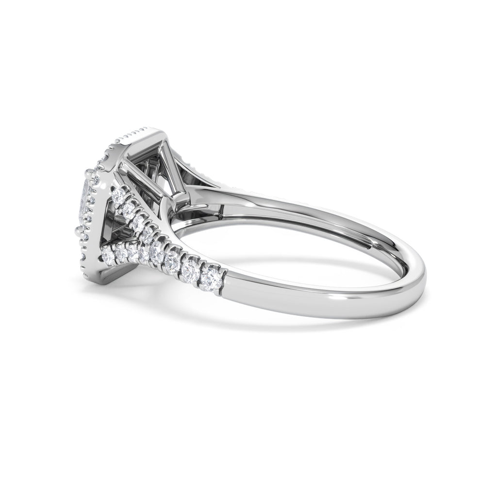 Cleopatra Diamond Halo Engagement Ring 18K White Gold 1.20ct G/SI2