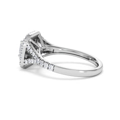 Cleopatra Diamond Halo Engagement Ring 18K White Gold 1.20ct G/SI2
