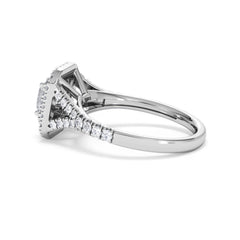 Cleopatra Diamond Halo Engagement Ring 18K White Gold 1.20ct G/SI2