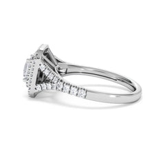 Cleopatra Diamond Halo Engagement Ring 18K White Gold 1.20ct G/SI2