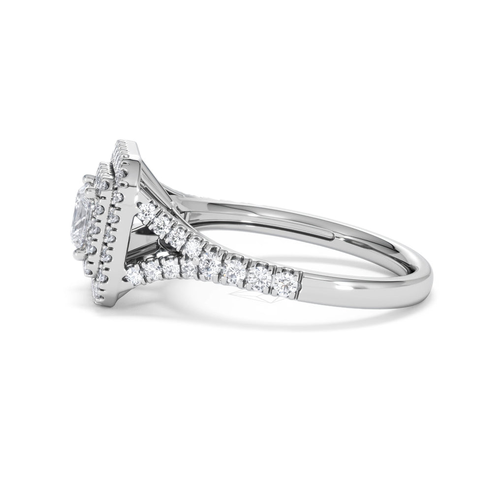 Cleopatra Diamond Halo Engagement Ring in Platinum 1.20ct G/SI2