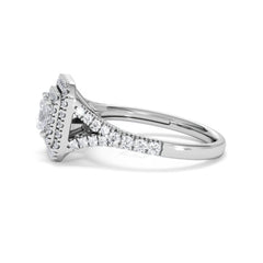 Cleopatra Diamond Halo Engagement Ring 18K White Gold 1.20ct G/SI2