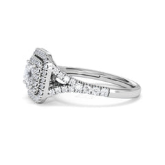 Cleopatra Diamond Halo Engagement Ring 18K White Gold 1.20ct G/SI2