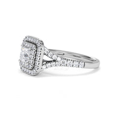 Cleopatra Lab Diamond Halo Engagement Ring in Platinum 1.20ct F/VS1