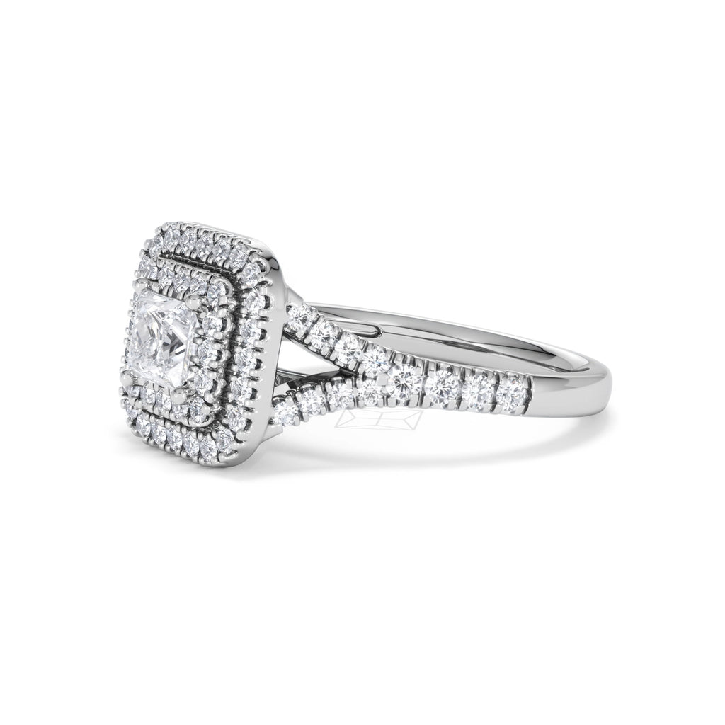 Cleopatra Lab Diamond Halo Engagement Ring in Platinum 1.20ct F/VS1