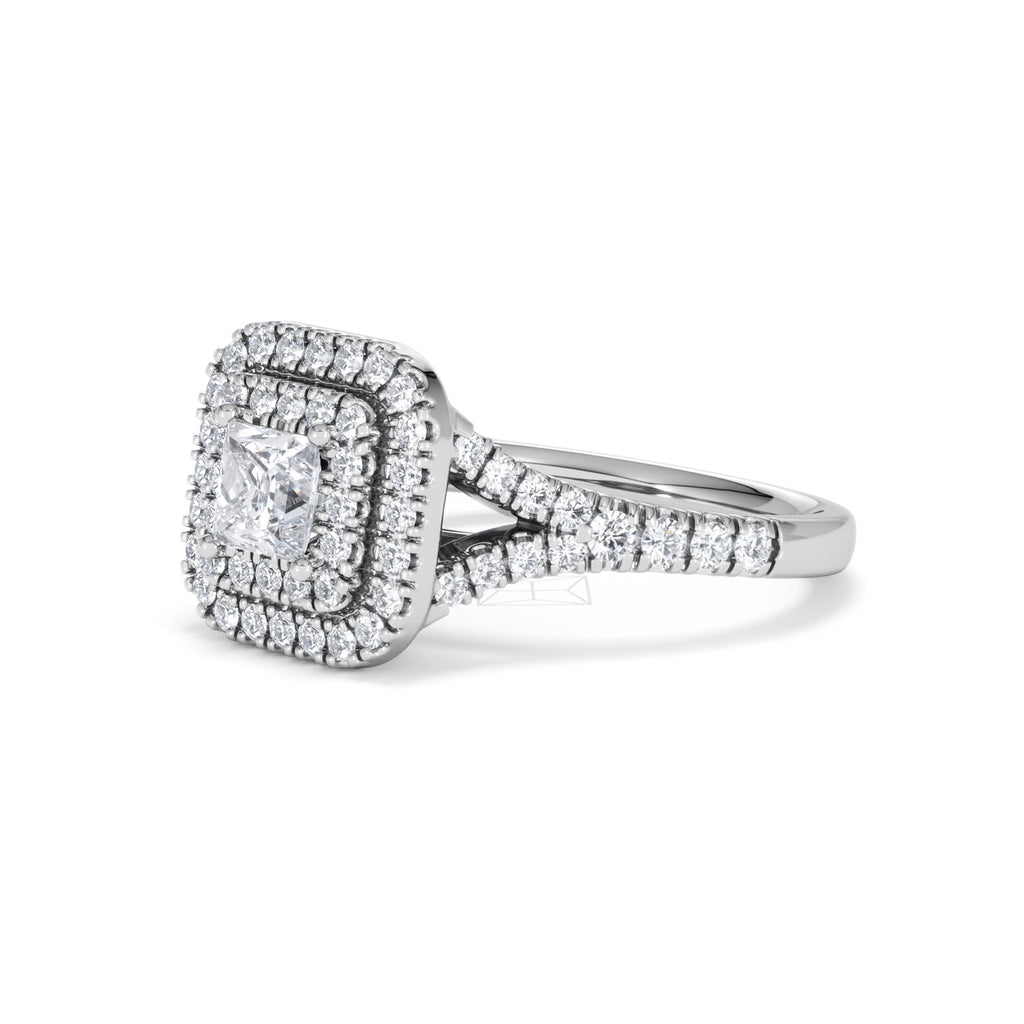 Cleopatra Lab Diamond Halo Engagement Ring in Platinum 1.20ct F/VS1