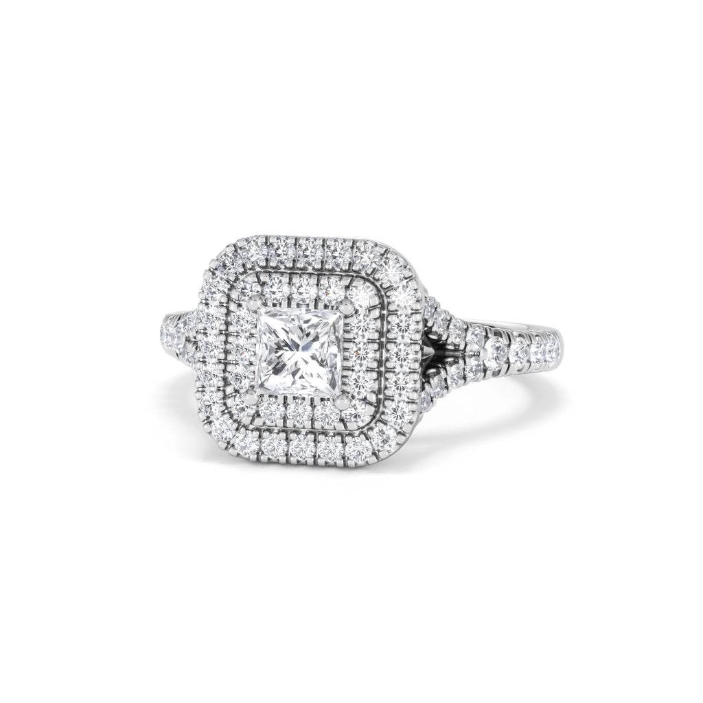 Cleopatra Diamond Halo Engagement Ring in Platinum 1.20ct G/SI2