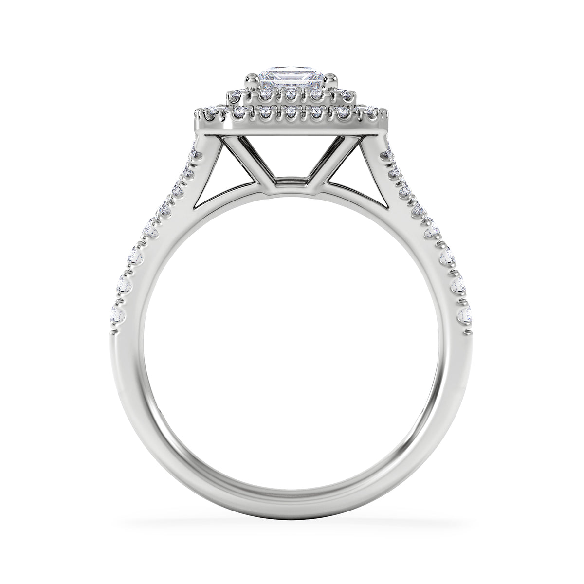 Cleopatra Diamond Halo Engagement Ring in Platinum 1.20ct G/SI2