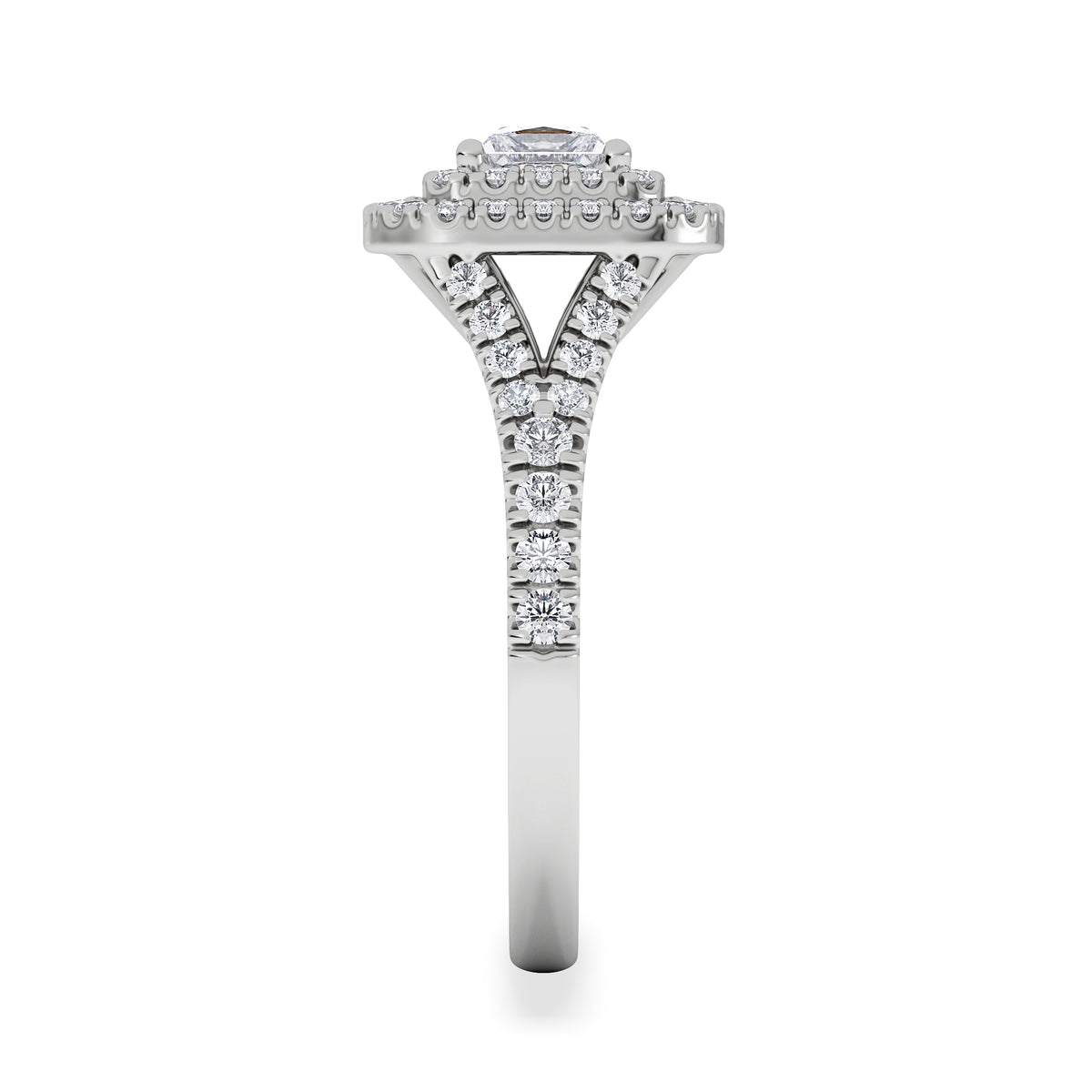 Cleopatra Lab Diamond Halo Engagement Ring 18K White Gold 1.20ct F/VS1