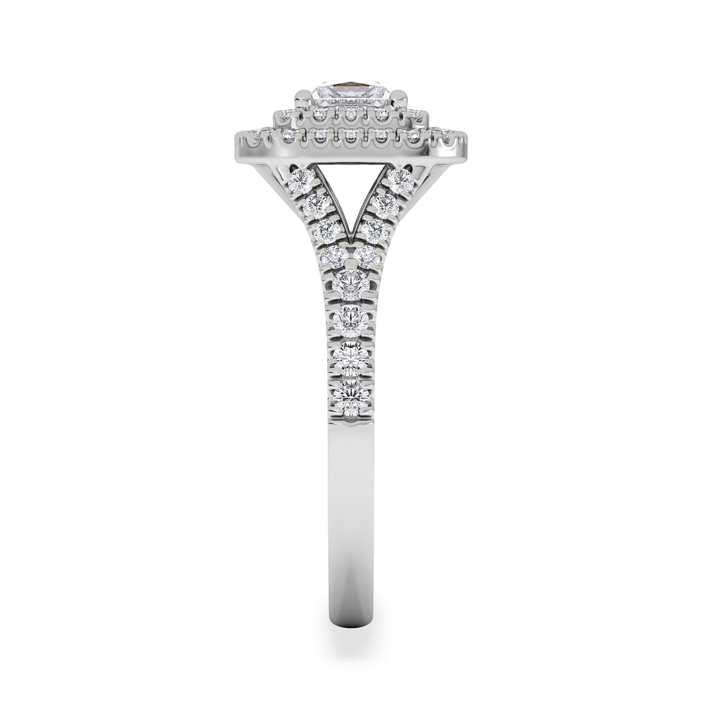 Cleopatra Lab Diamond Halo Engagement Ring in Platinum 1.20ct F/VS1