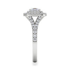 Cleopatra Diamond Halo Engagement Ring 18K White Gold 1.20ct G/SI2