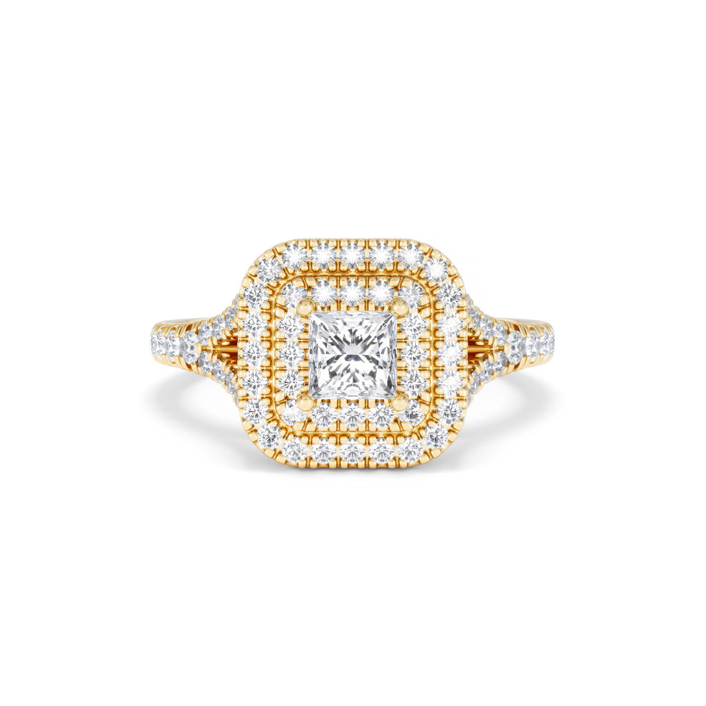 Cleopatra Lab Diamond Halo Engagement Ring in 18K Gold 1.20ct F/VS1