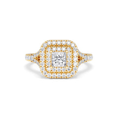 Cleopatra Lab Diamond Halo Engagement Ring in 18K Gold 1.20ct F/VS1