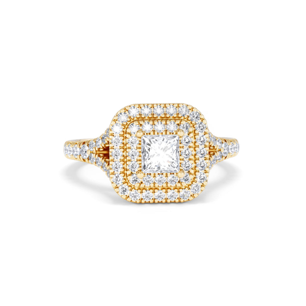 Cleopatra Lab Diamond Halo Engagement Ring in 18K Gold 1.20ct F/VS1