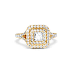 Cleopatra Lab Diamond Halo Engagement Ring in 18K Gold 1.20ct F/VS1